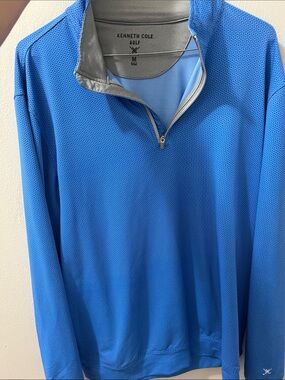 Kenneth Cole Blue Lightweight Quarter-Zip Golf Pullover